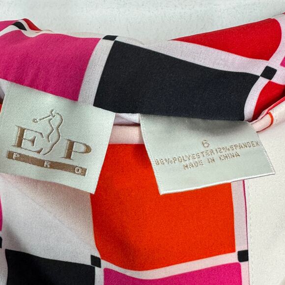 EP Pro Skort‎ Womens 6 Red Pink Geometric Golf Outdoor Mini Activewear Skirt - Picture 3 of 11